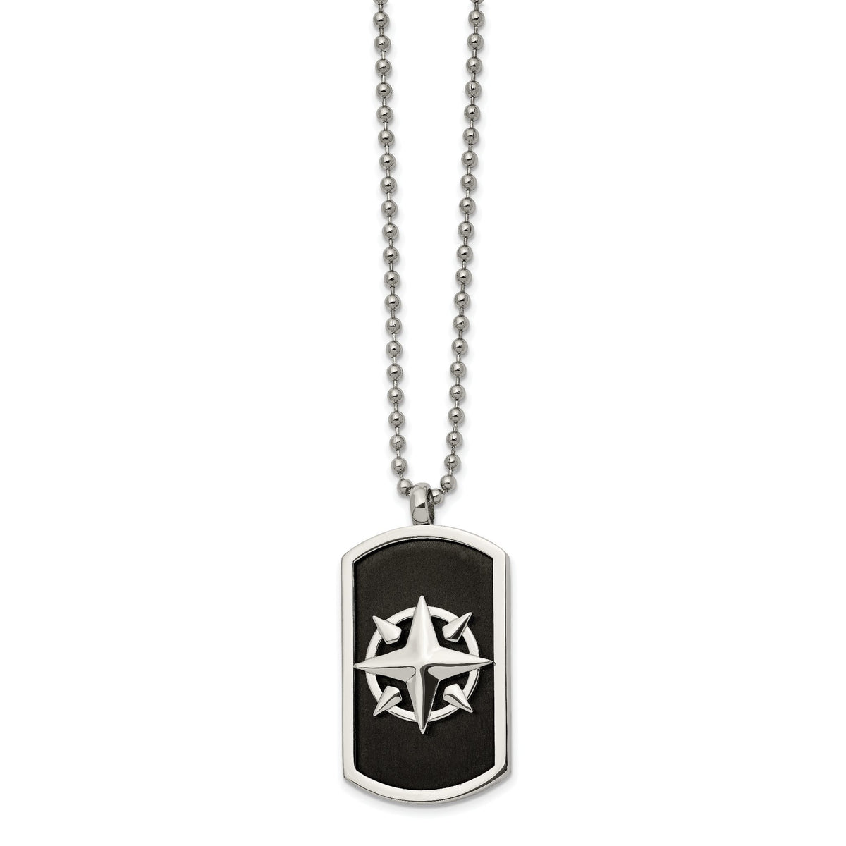 Chisel Compass Dog Tag Necklace in Stainless Steel, 24 Inch - Sophia Jewelers Main image