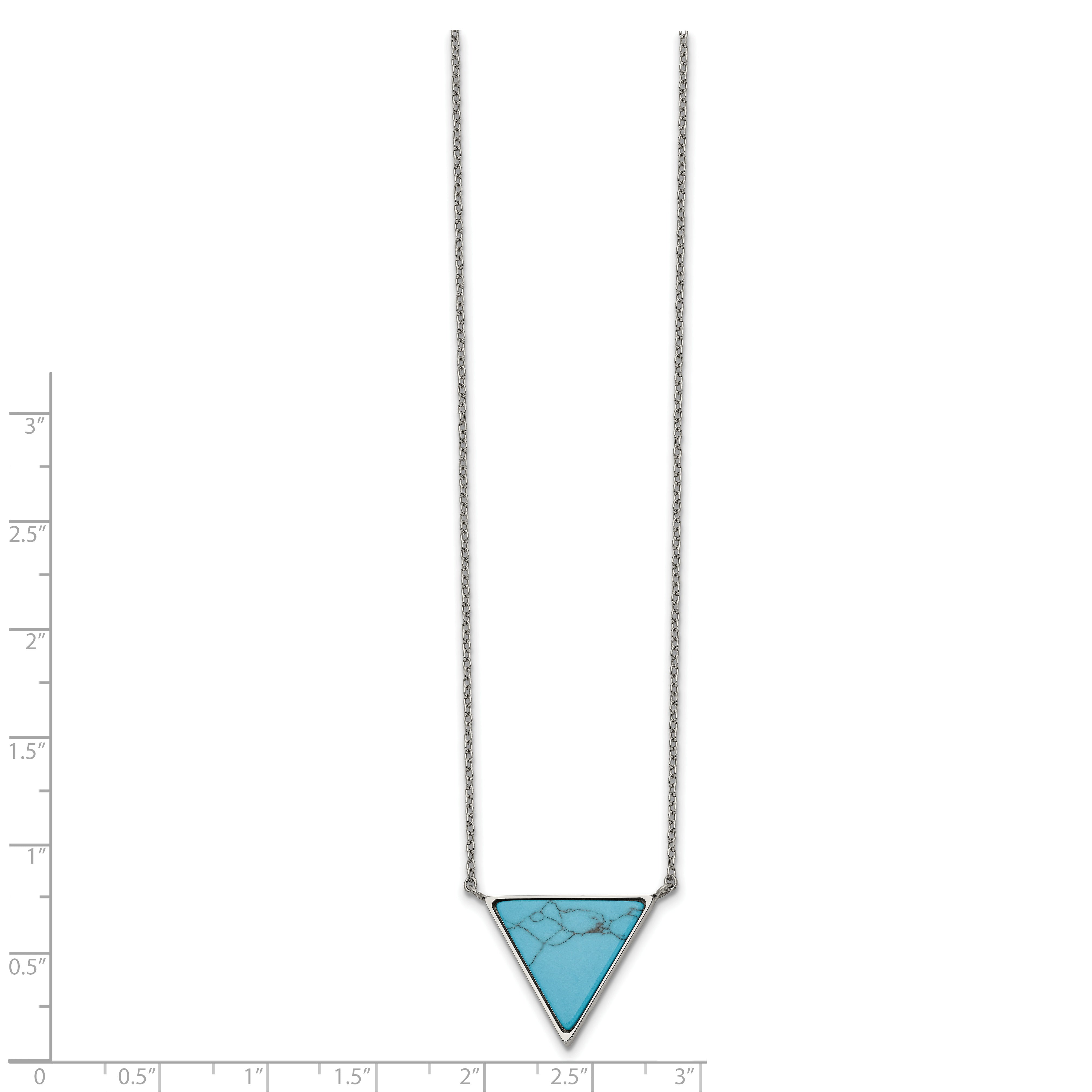 Chisel Stainless Steel Polished Reconstructed Howlite Triangle on an 18 inch Cable Chain Plus a 2 inch Extension Necklace Secondary image