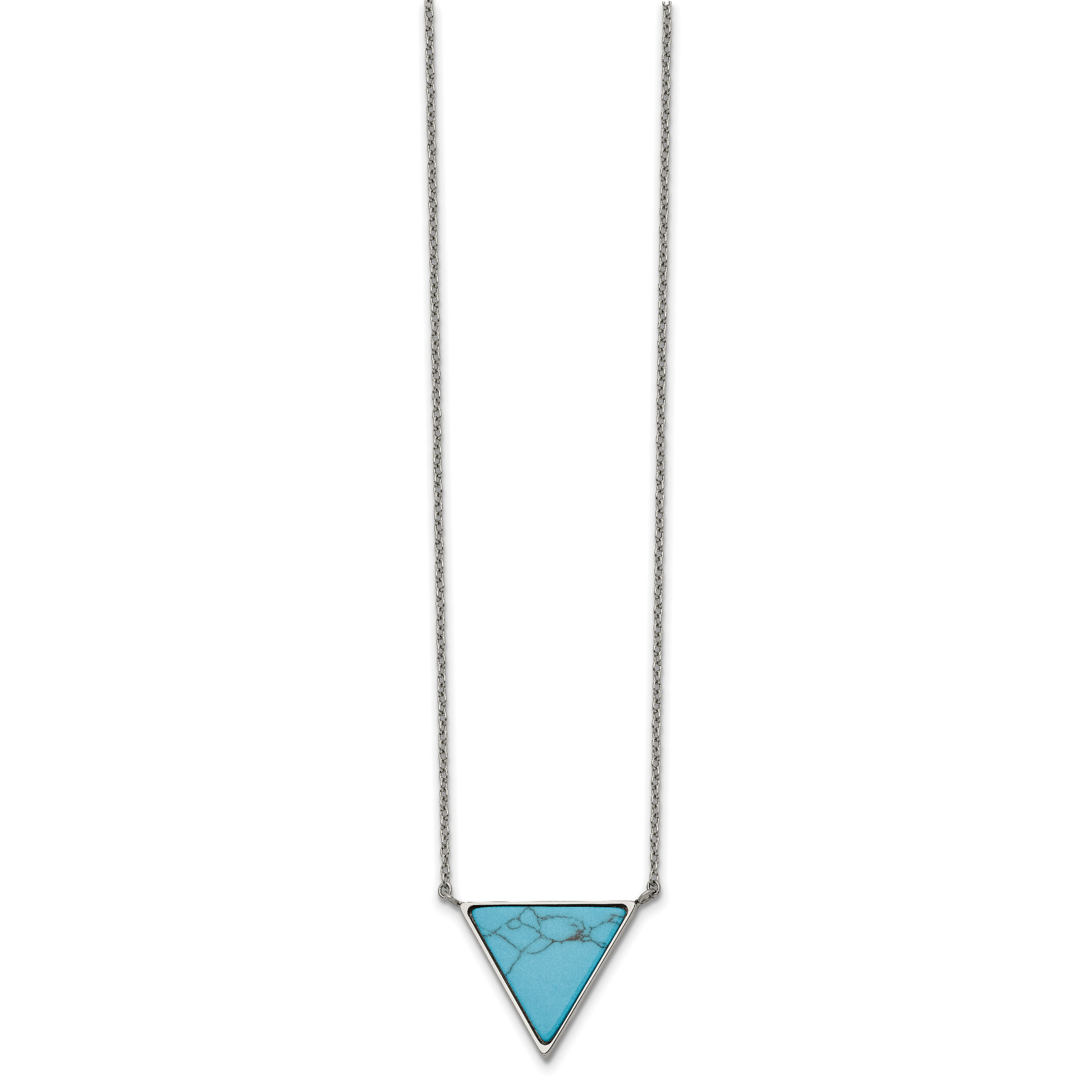 Chisel Stainless Steel Polished Reconstructed Howlite Triangle on an 18 inch Cable Chain Plus a 2 inch Extension Necklace Main image