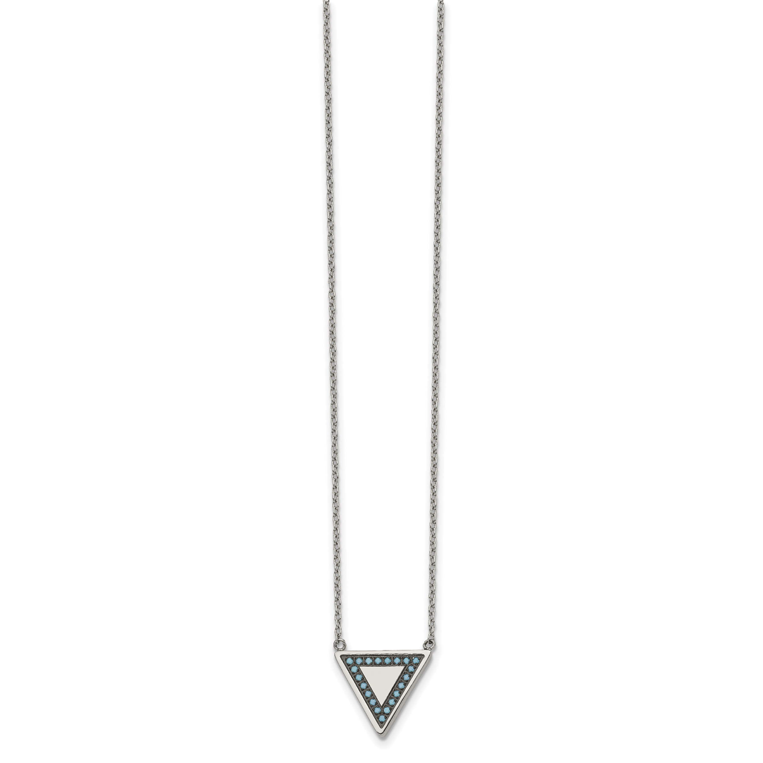 Chisel Stainless Steel Polished with Reconstructed Turquoise Triangle on a 17.75 inch Cable Chain with a 2 inch Extension Necklace Secondary image