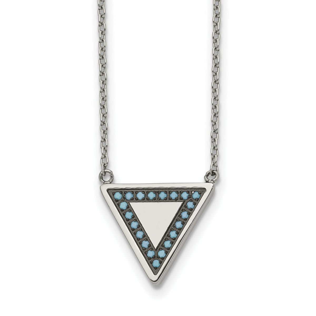 Turquoise Triangle Necklace in Stainless Steel, 17.8 Inch - Sophia Jewelers Main image