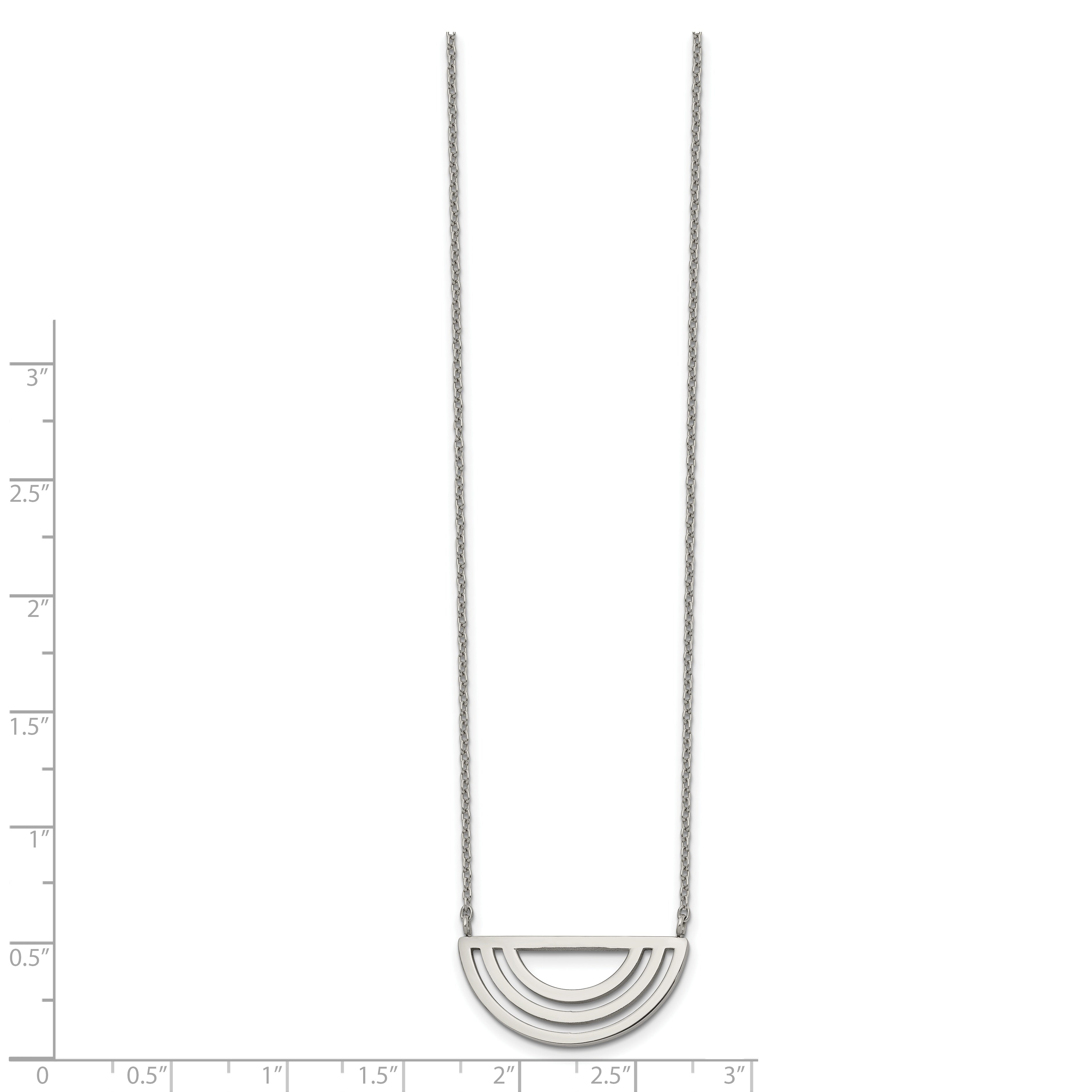 Stainless Steel Polished Half Circle 18in w/2in ext Necklace Secondary image