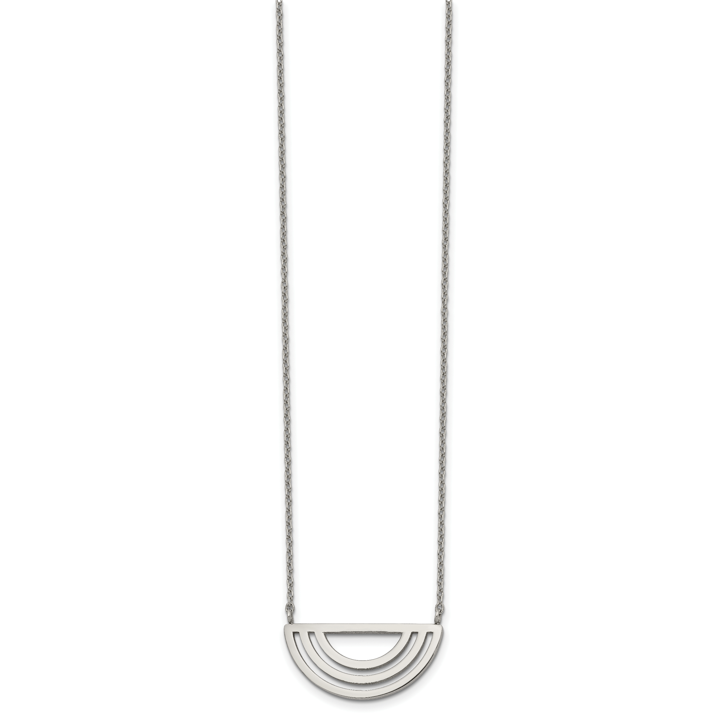 Stainless Steel Polished Half Circle 18in w/2in ext Necklace Main image