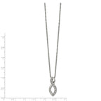 Chisel Stainless Steel Polished with Crystals from Crystal Infinity Symbol on a 16 inch Box Chain Necklace