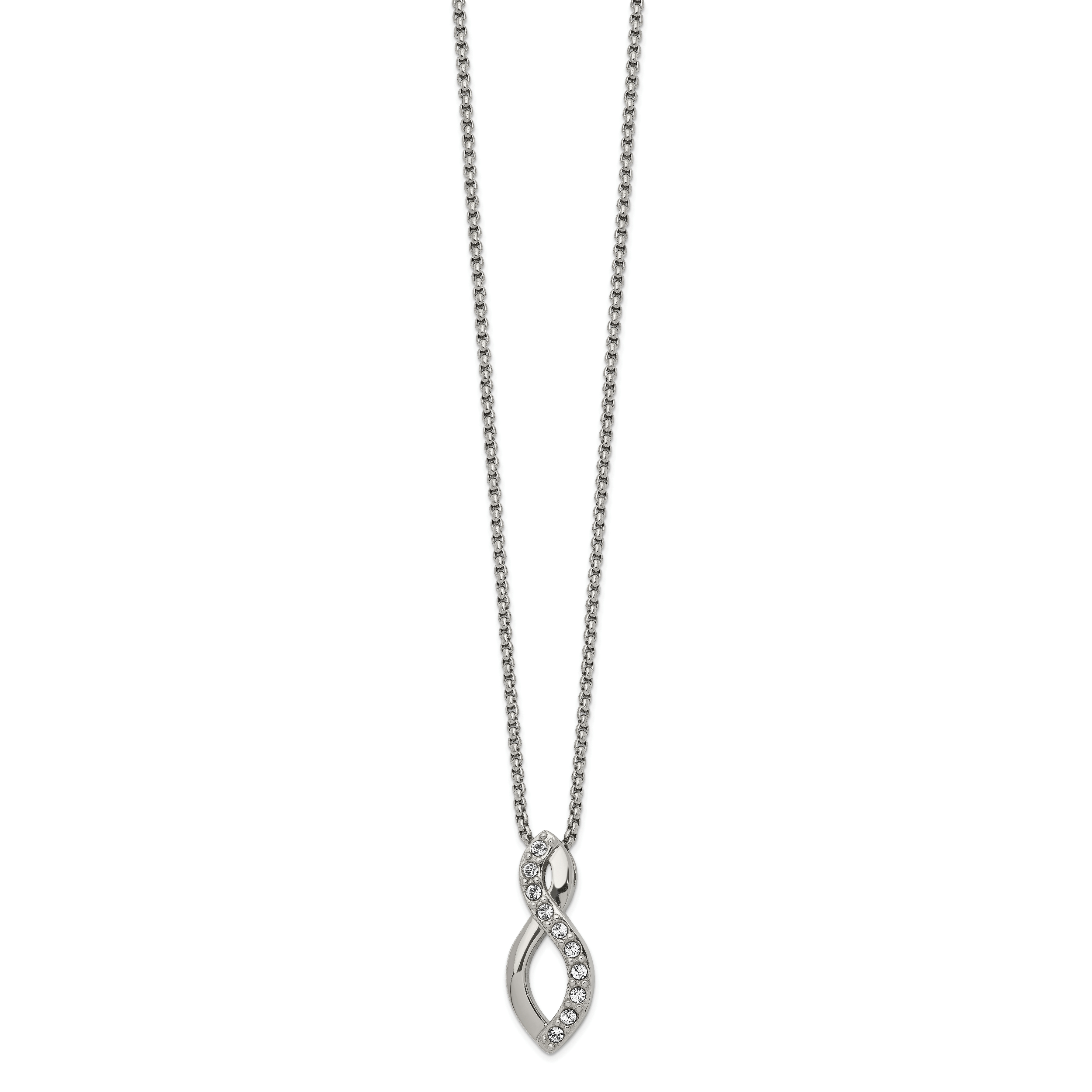 Chisel Stainless Steel Polished with Crystals from Swarovski Infinity Symbol on a 16 inch Box Chain Necklace Main image