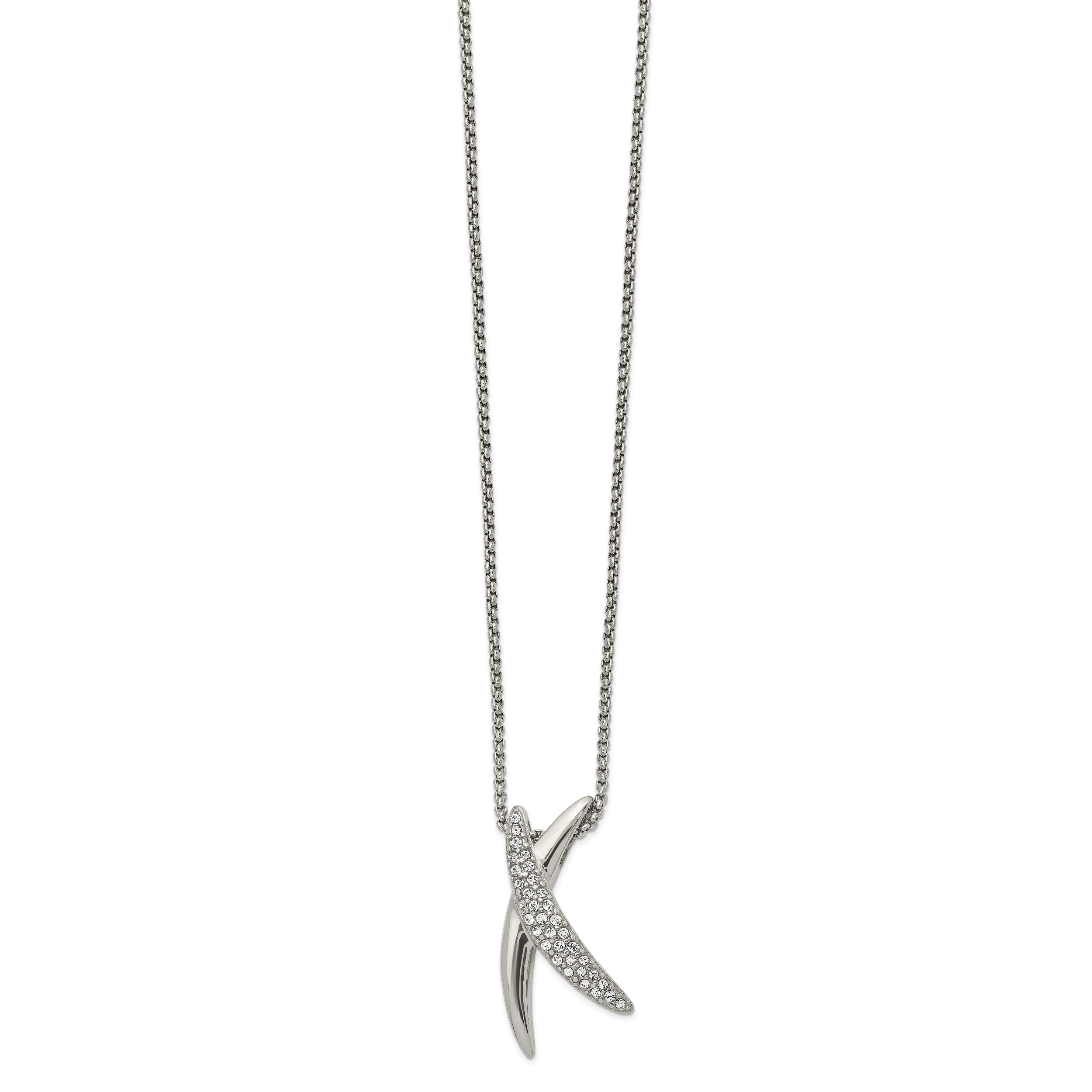 Stainless Steel Polished with Swarovski Crystals X 16 inch Necklace Main image