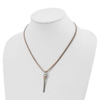 Stainless Steel Polished Rose IP-plated 2-Strand 18.5 inch Tassel Necklace