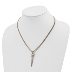 Stainless Steel Polished Rose IP-plated 2-Strand 18.5 inch Tassel Necklace