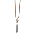 Stainless Steel Polished Rose IP-plated 2-Strand 18.5 inch Tassel Necklace