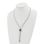 Chisel Stainless Steel Polished Black IP-plated Bead Tassel Adjustable to 26 inch Snake Chain Necklace
