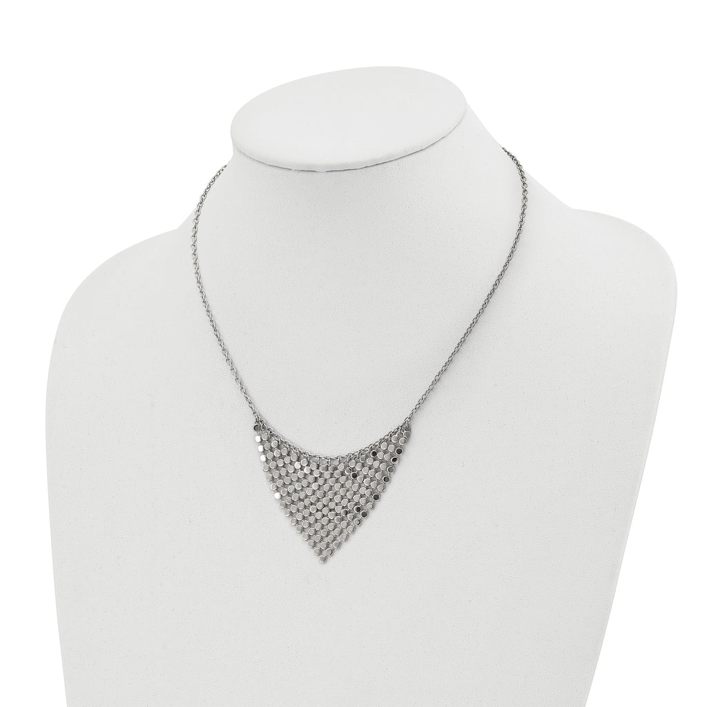 Polished Fancy Dangle Bib Necklace in Stainless Steel