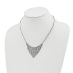Polished Fancy Dangle Bib Necklace in Stainless Steel
