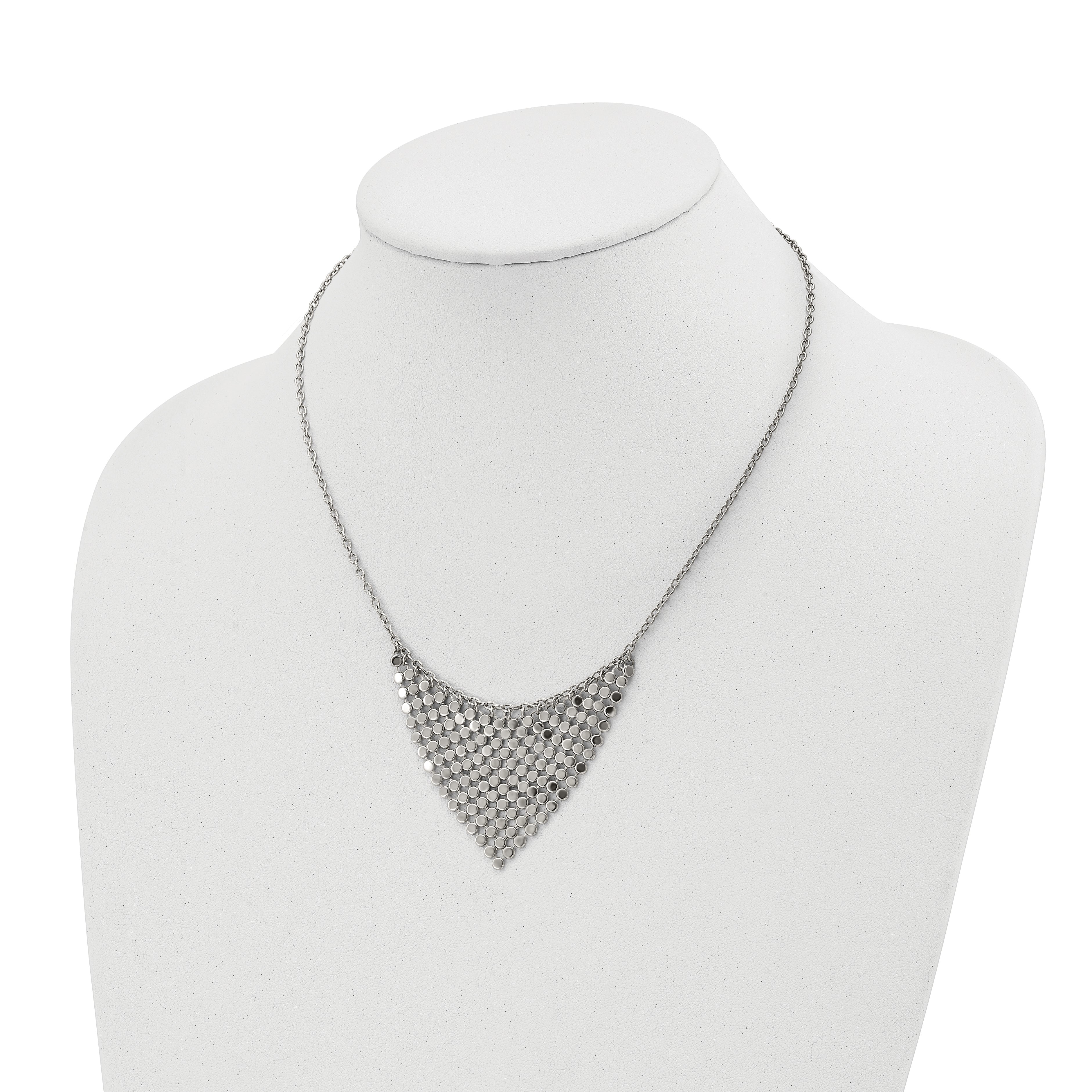 Polished Fancy Dangle Bib Necklace in Stainless Steel