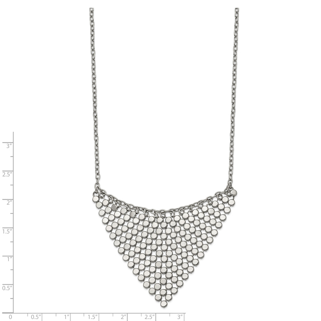 Polished Fancy Dangle Bib Necklace in Stainless Steel