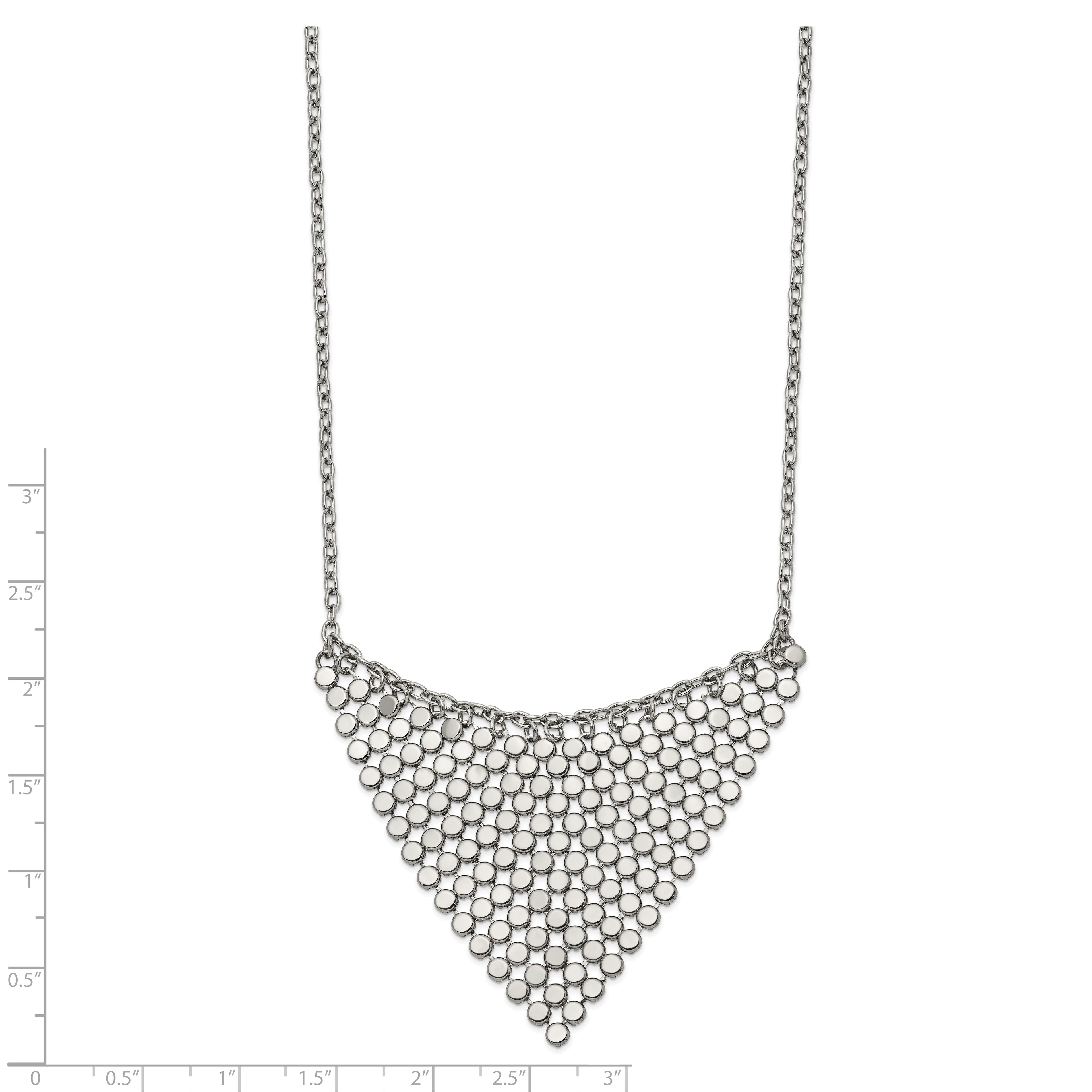 Polished Fancy Dangle Bib Necklace in Stainless Steel