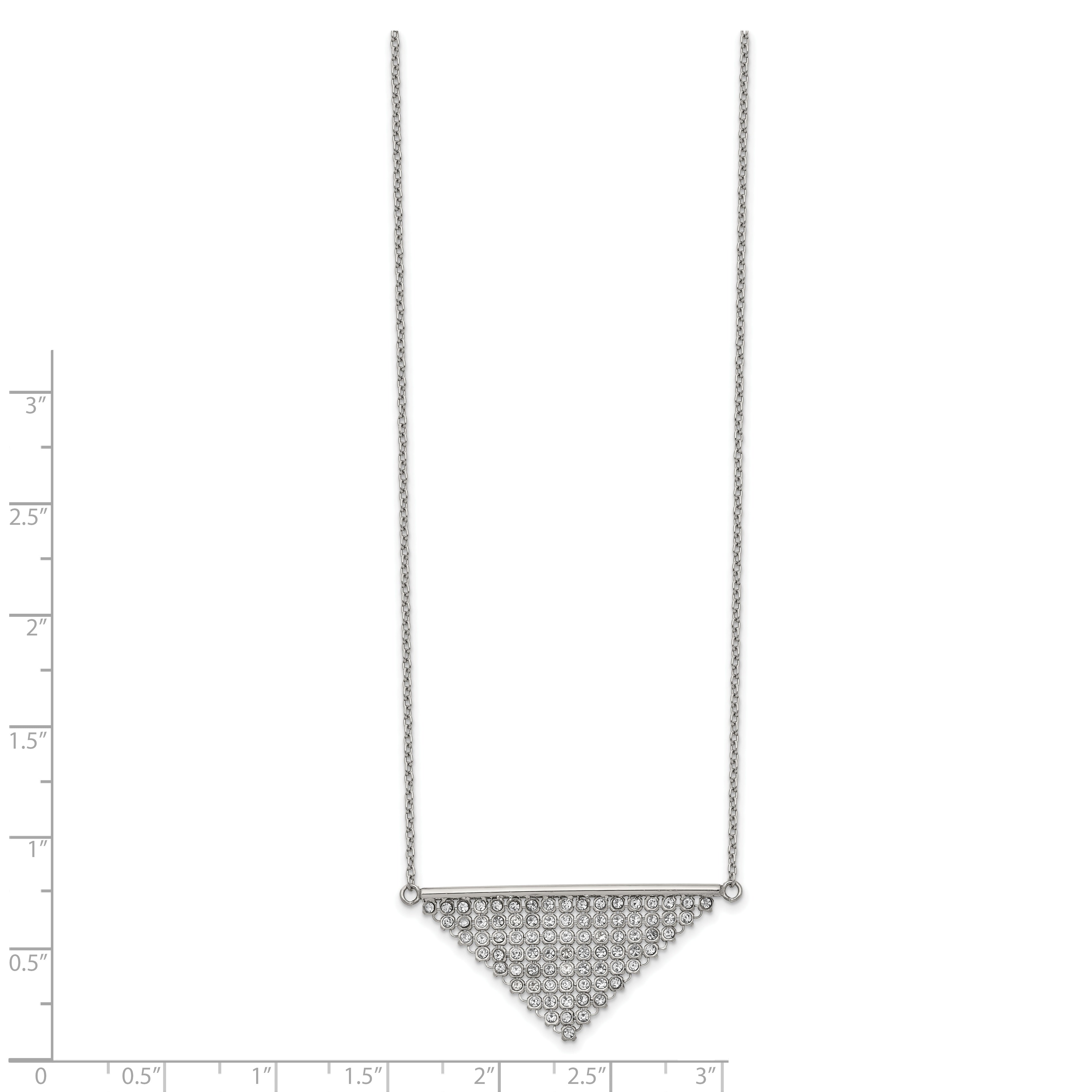 Stainless Steel Polished Preciosa Crystal Triangle 16in w/2in ext Necklace Secondary image