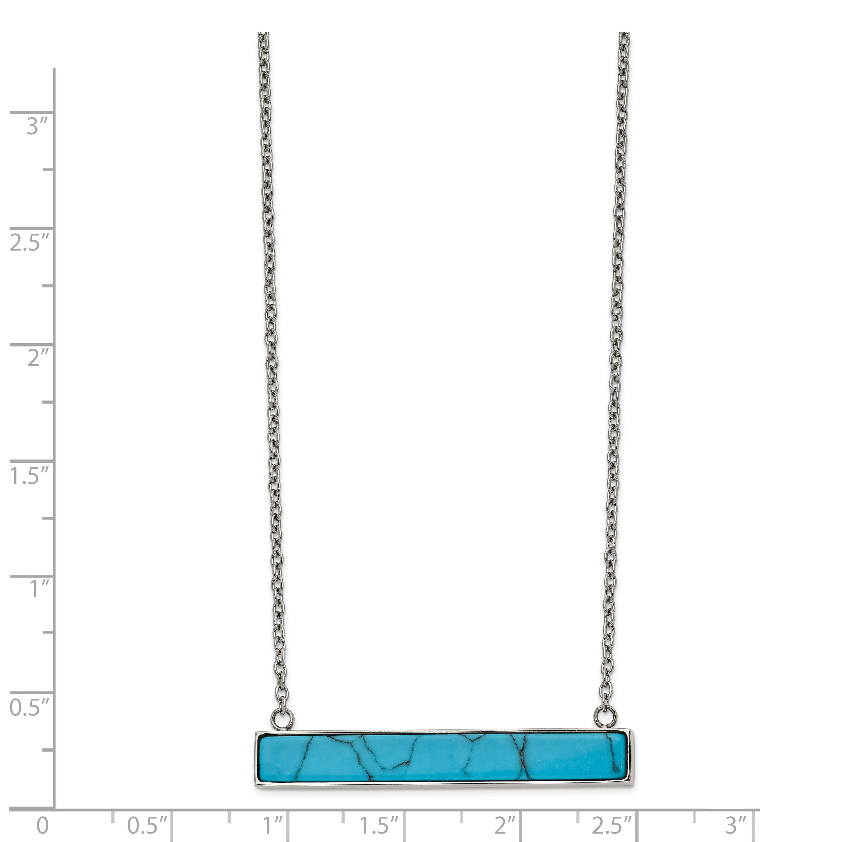 Chisel Stainless Steel Polished Reconstructed Howlite Bar on a 17.75 inch Cable Chain with a 1.75 inch Extension Necklace Secondary image