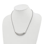 Chisel Stainless Steel Polished 3D Curved Bars on a 20 inch Cable Chain with a 2 inch Extension Necklace