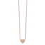 Chisel Stainless Steel Polished Rose IP-plated CZ Heart on a 17.25 inch Cable Chain with a 1 inch Extension Necklace