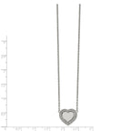 Chisel Stainless Steel Polished CZ Heart on a 19.25 inch Cable Chain with a 2 inch Extension Necklace