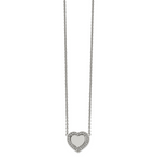 Chisel Stainless Steel Polished CZ Heart on a 19.25 inch Cable Chain with a 2 inch Extension Necklace