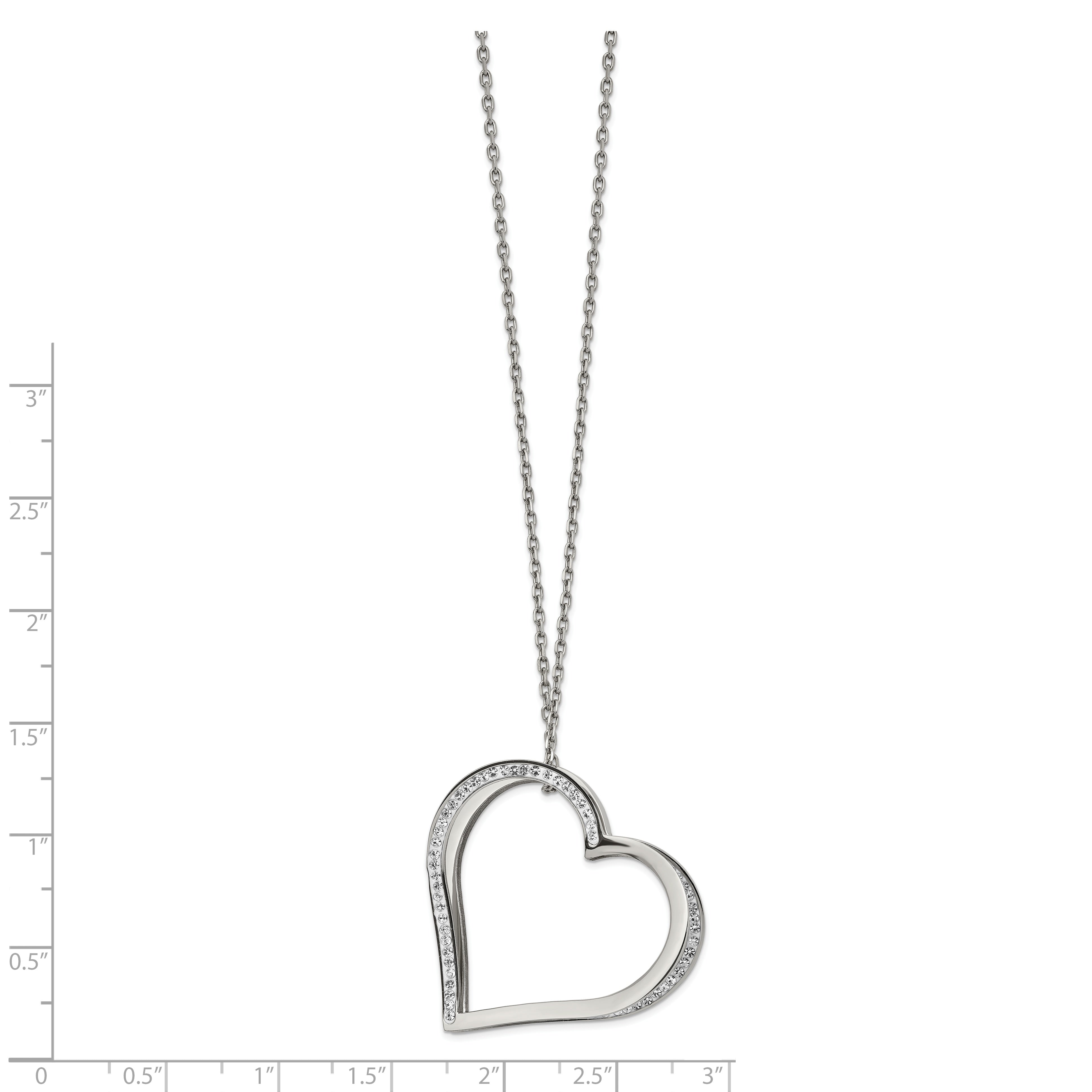 Chisel Stainless Steel Polished with Preciosa Crystal Heart Slide on an 18 inch Cable Chain Plus a 2 inch Extension Necklace Secondary image