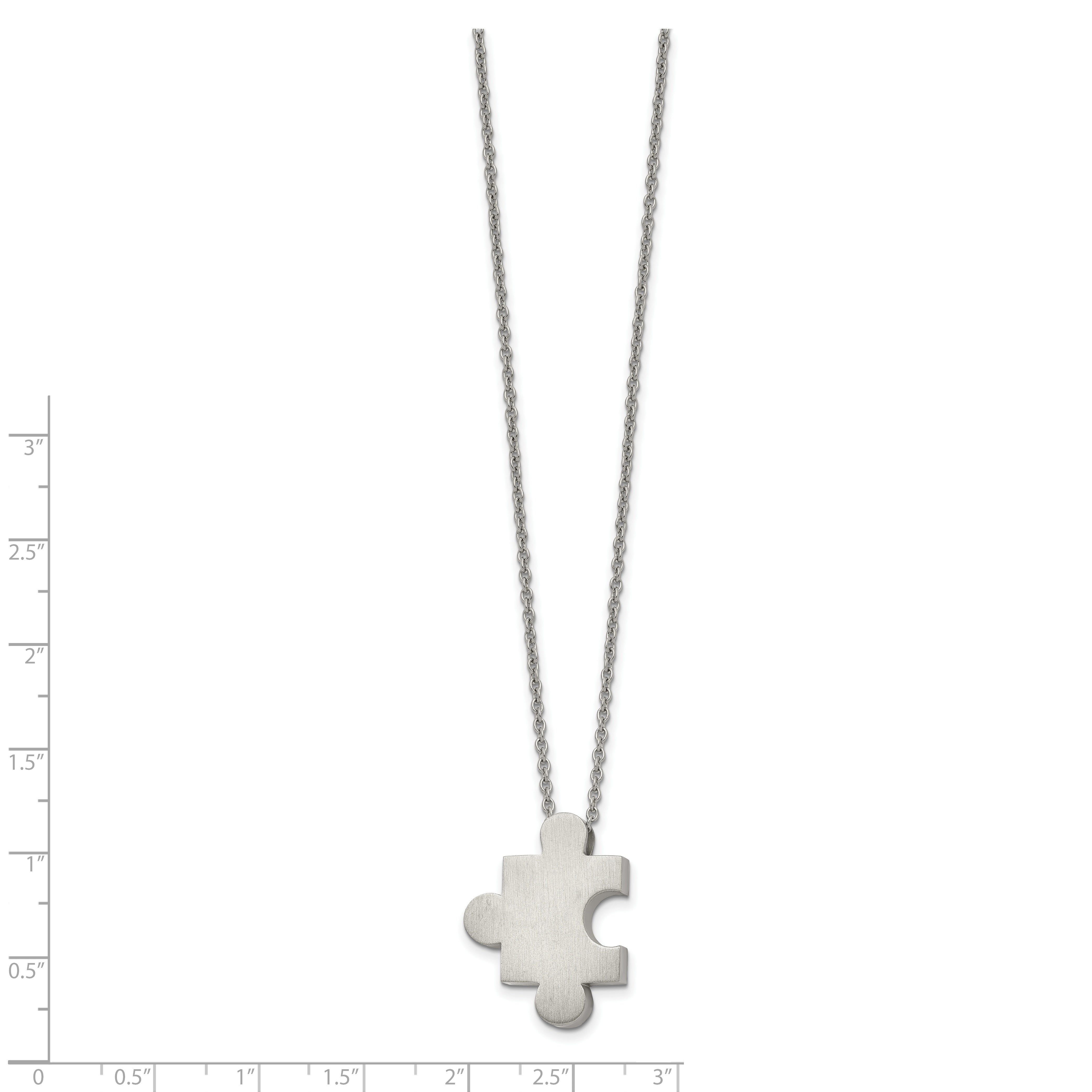 Chisel Stainless Steel Brushed Puzzle Piece Pendant on a 16 inch Cable Chain with 2.75 inch Extension Necklace Secondary image
