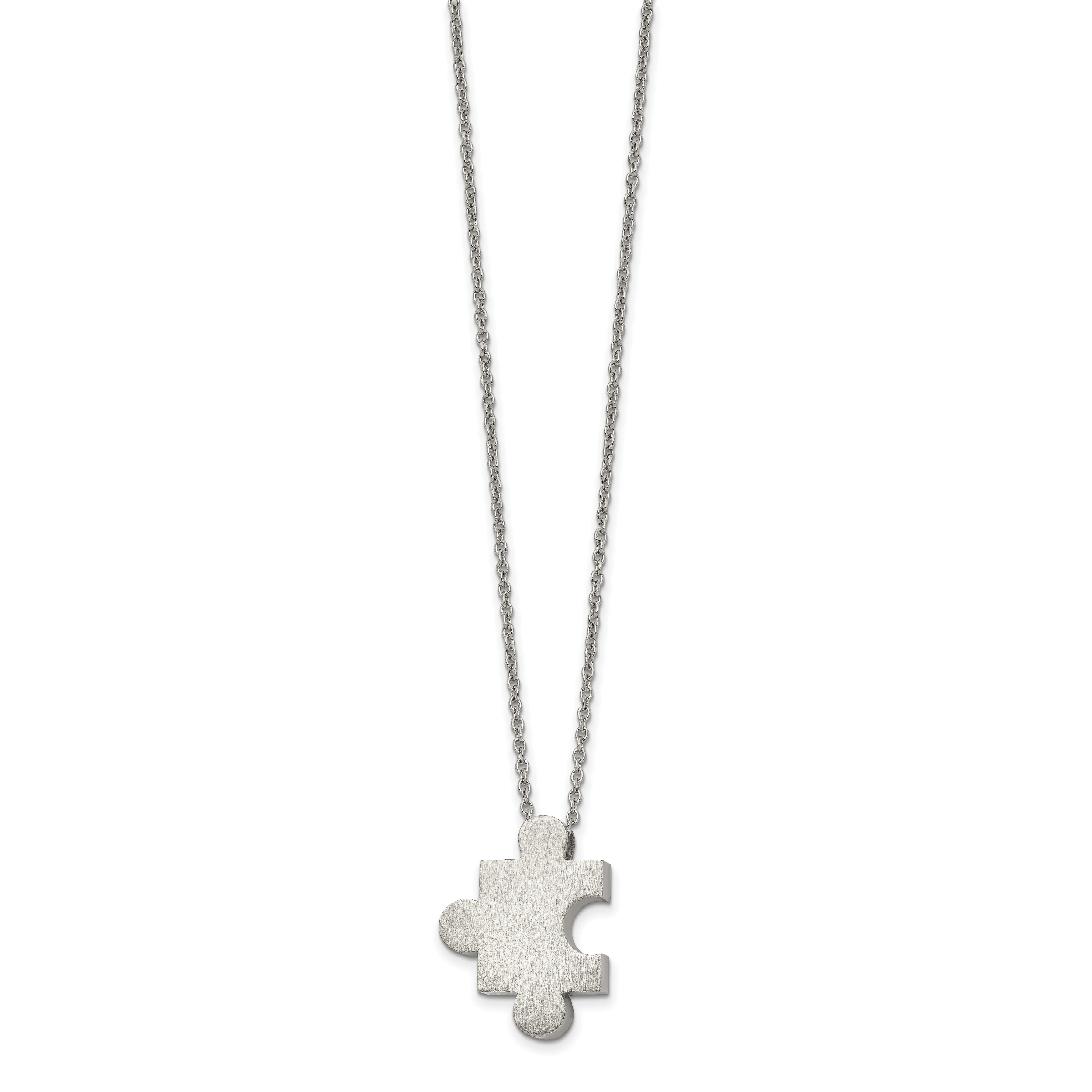 Chisel Stainless Steel Brushed Puzzle Piece Pendant on a 16 inch Cable Chain with 2.75 inch Extension Necklace Main image