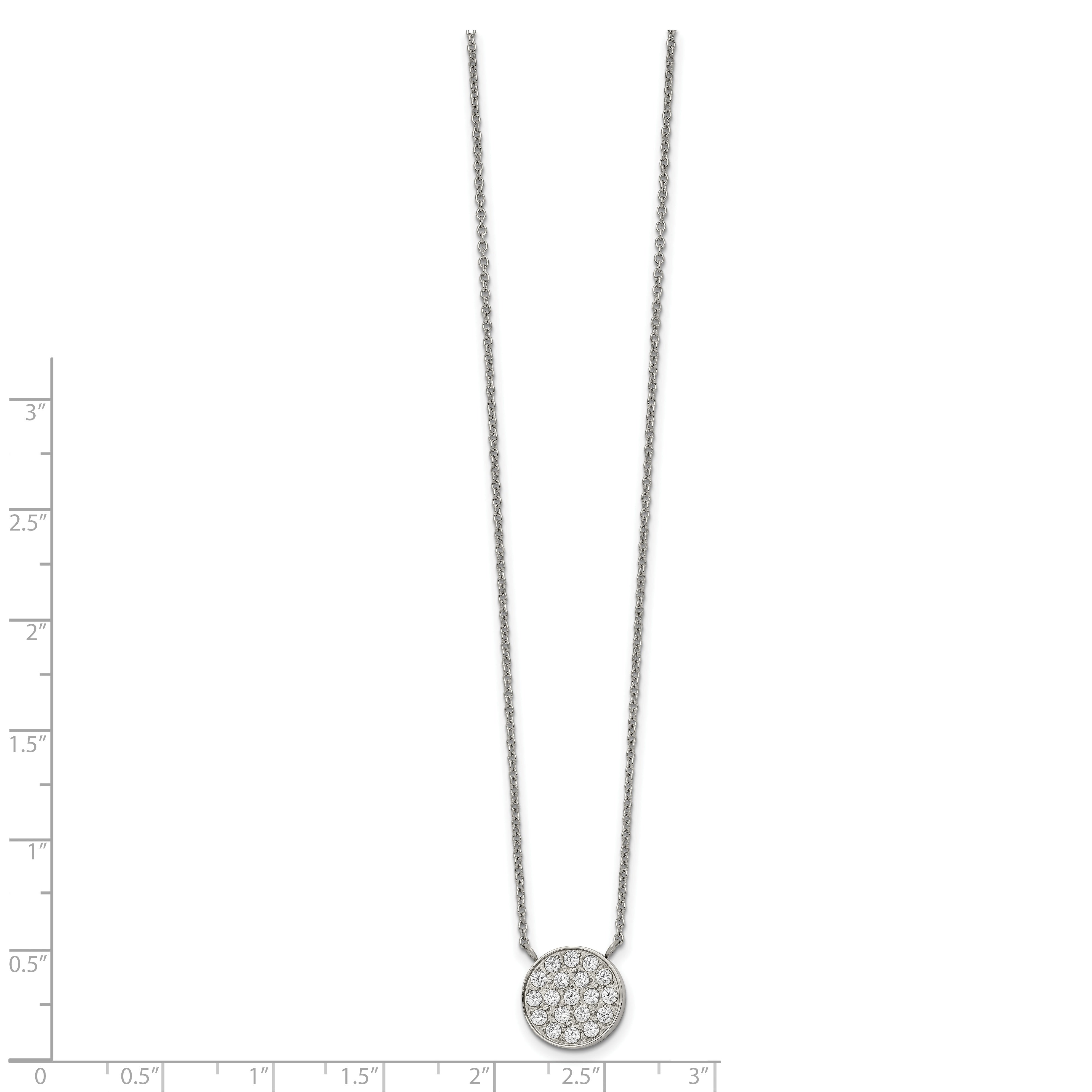 Chisel Stainless Steel Polished CZ Circle on a 17 inch Cable Chain with a 2 inch Extension Necklace Secondary image