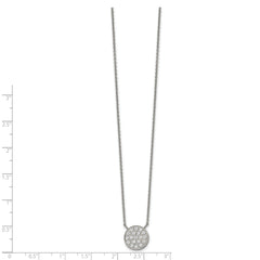 Chisel Stainless Steel Polished CZ Circle on a 17 inch Cable Chain with a 2 inch Extension Necklace