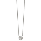 Chisel Stainless Steel Polished CZ Circle on a 17 inch Cable Chain with a 2 inch Extension Necklace