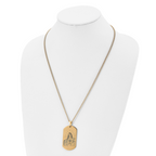 Etched Jesus Dog Tag Necklace in Gold-Tone Stainless Steel