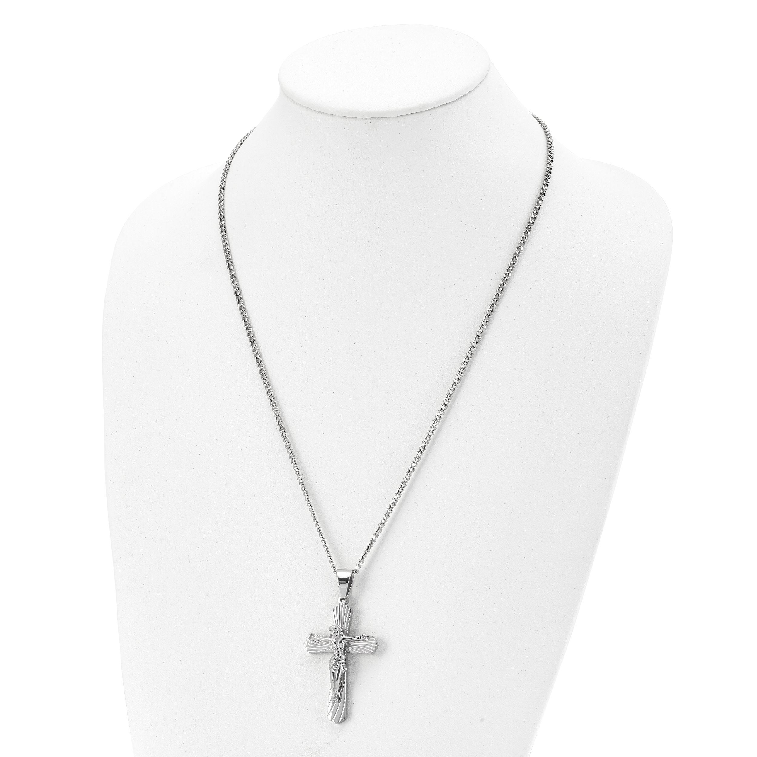 Chisel Stainless Steel Polished Crucifix Pendant on a 24 inch Curb Chain Necklace Secondary image