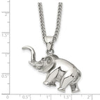 Chisel Stainless Steel Polished 3D Elephant Pendant on a 24 inch Curb Chain Necklace