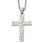 Chisel Stainless Steel Polished Etched Isaiah 41:10 Prayer Cross Pendant on a 24 inch Curb Chain Necklace