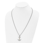 Stainless Steel Polished w/14k Accent Anchor 24in Necklace
