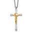 Chisel Stainless Steel Polished Yellow IP-plated Crucifix Pendant on a 24 inch Curb Chain Necklace