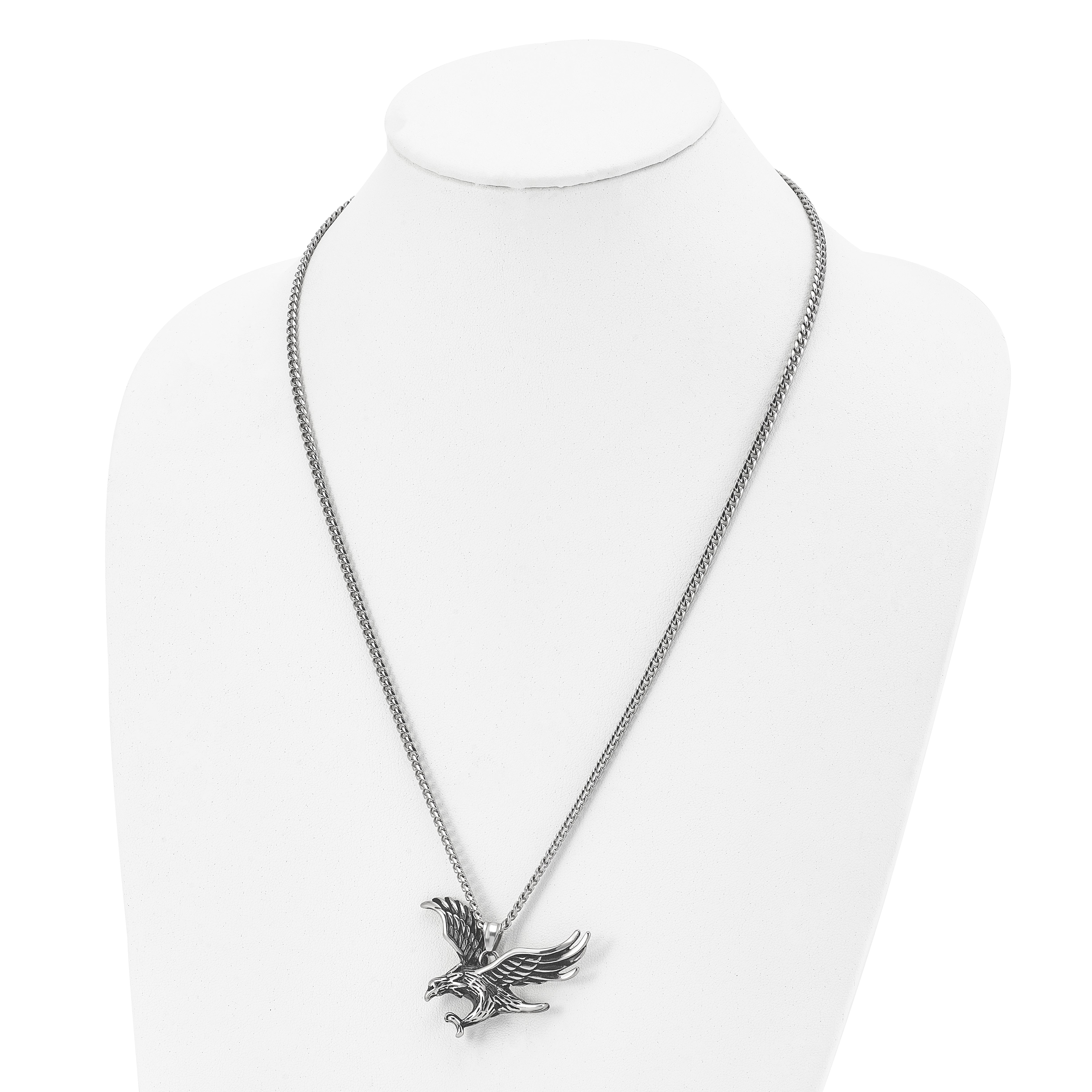 Chisel Stainless Steel Antiqued and Polished Eagle Pendant on a 24 inch Curb Chain Necklace Secondary image