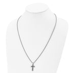 Black Enamel Cross Pendant Necklace in Stainless Steel