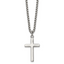 Chisel Stainless Steel Polished Cross Pendant on a 24 inch Box Chain Necklace