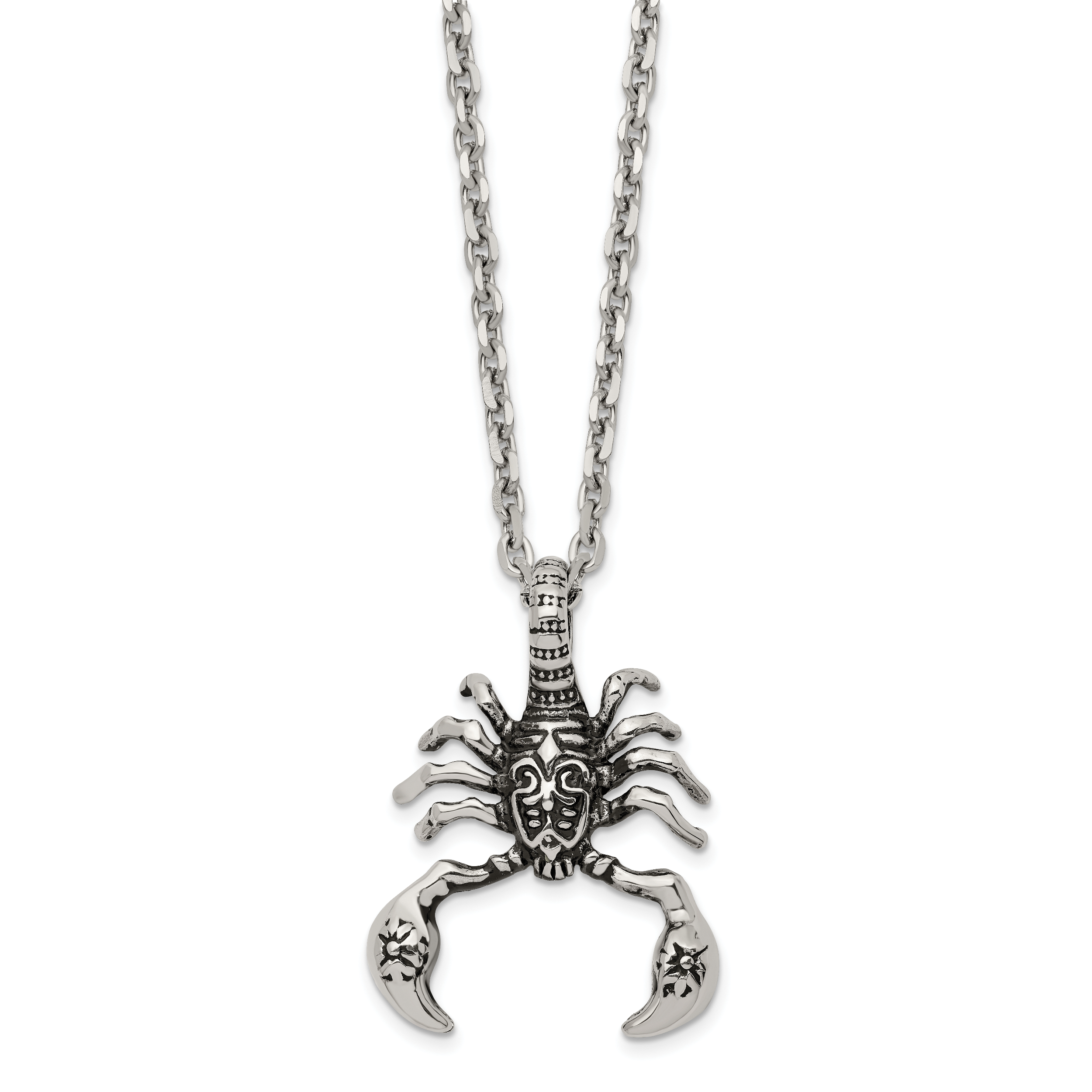 Chisel Stainless Steel Antiqued and Polished Scorpion Pendant on a 24 inch Cable Chain Necklace Secondary image