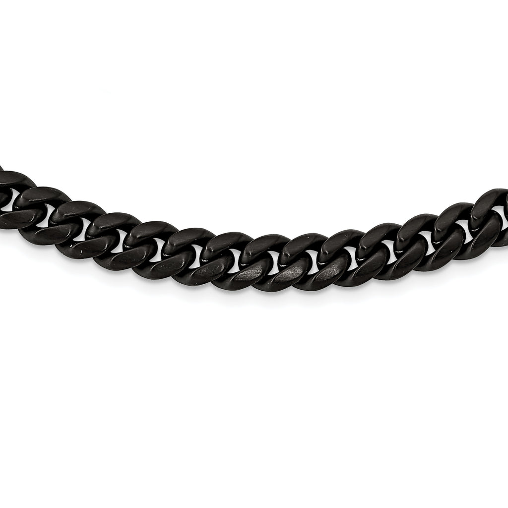 Black IP Brushed Curb Chain Necklace in Stainless Steel, 10mm