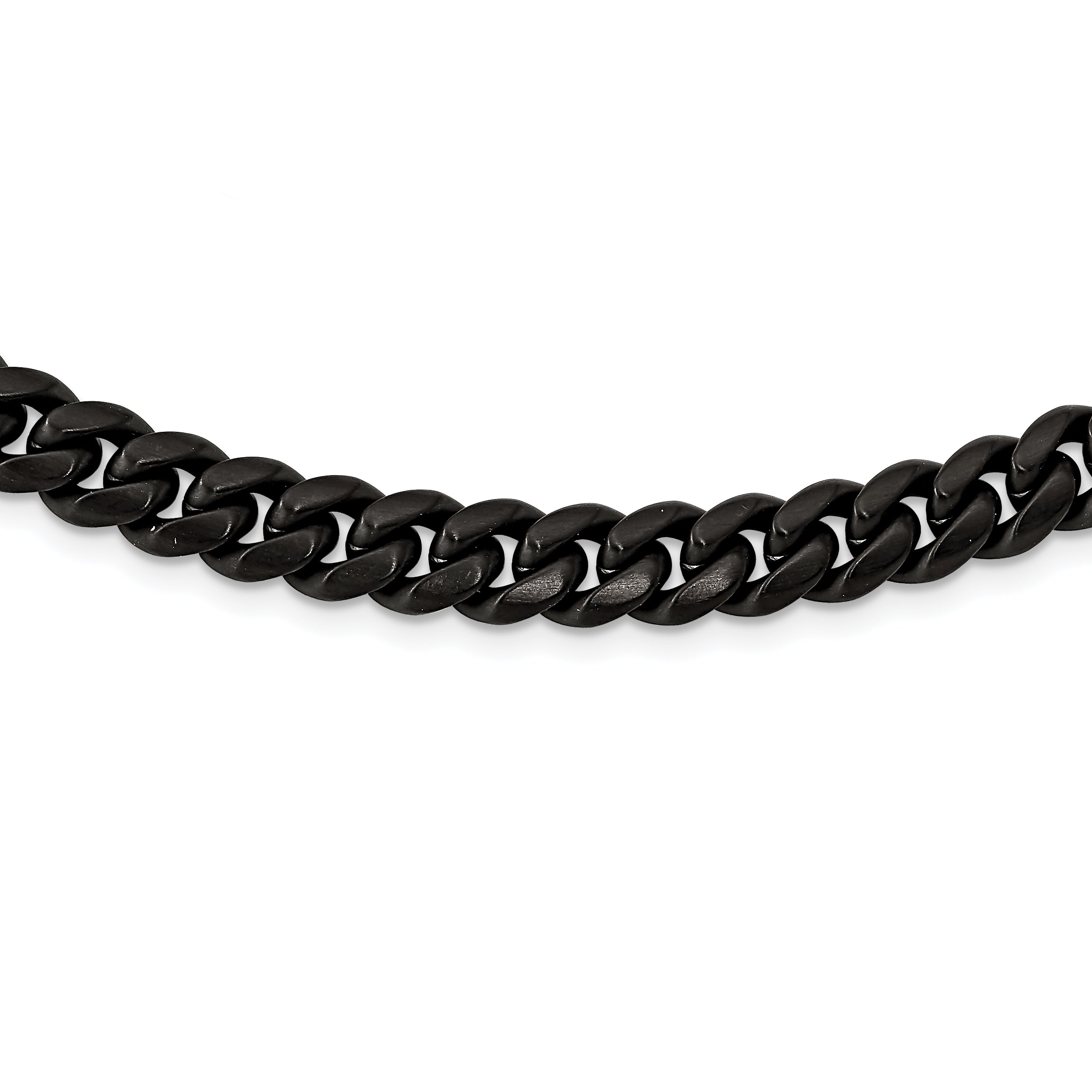 Black IP Brushed Curb Chain Necklace in Stainless Steel, 10mm