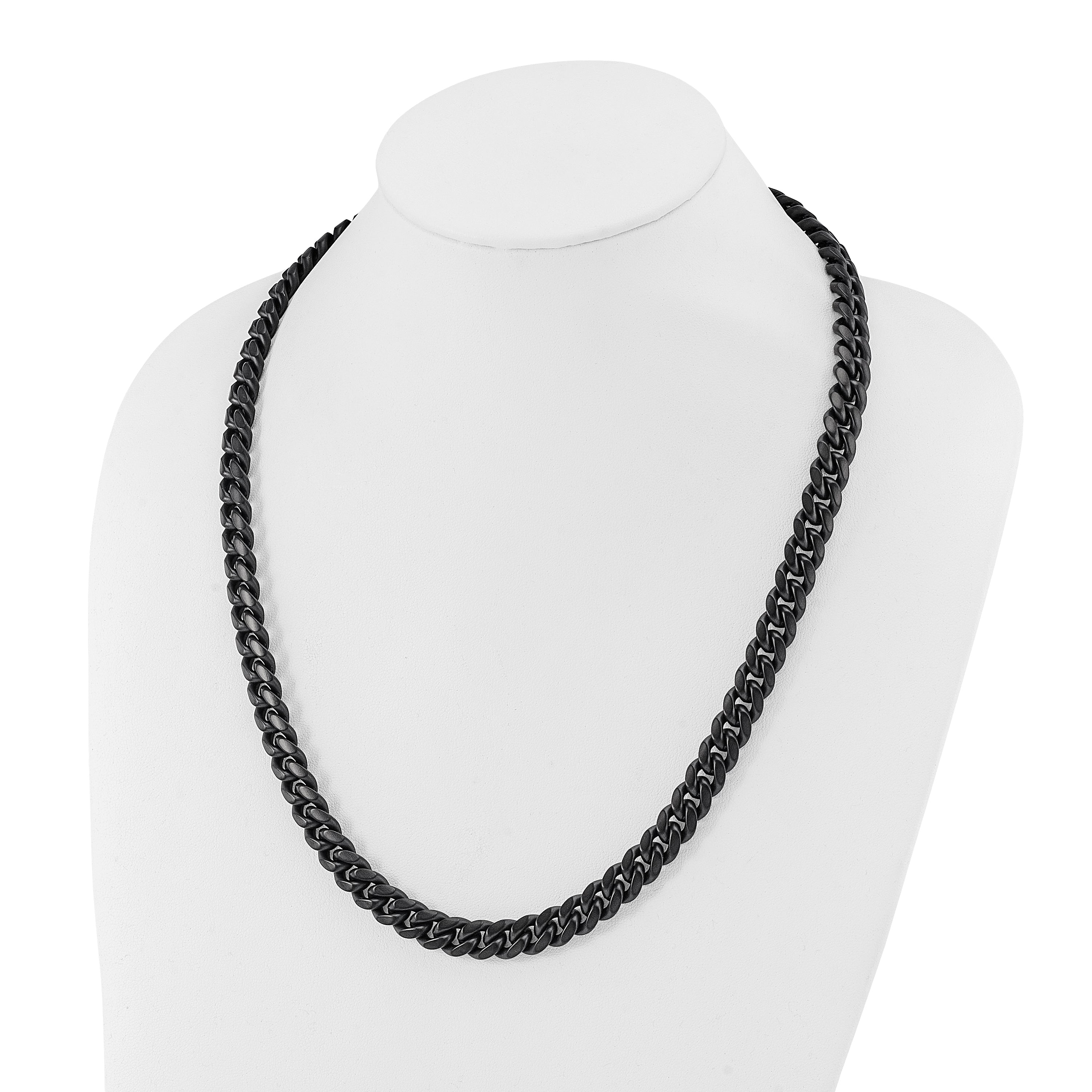 Black IP Brushed Curb Chain Necklace in Stainless Steel, 10mm