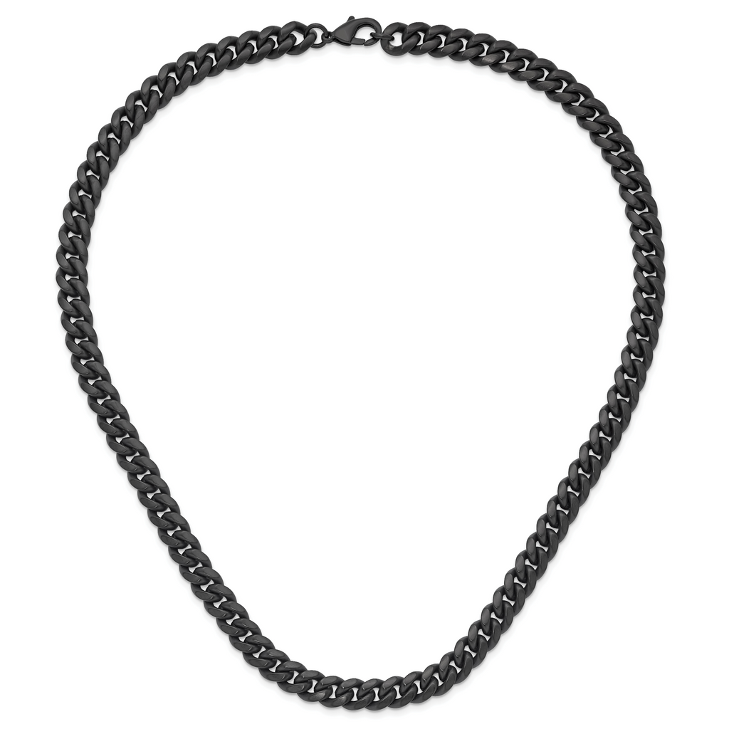 Black IP Brushed Curb Chain Necklace in Stainless Steel, 10mm