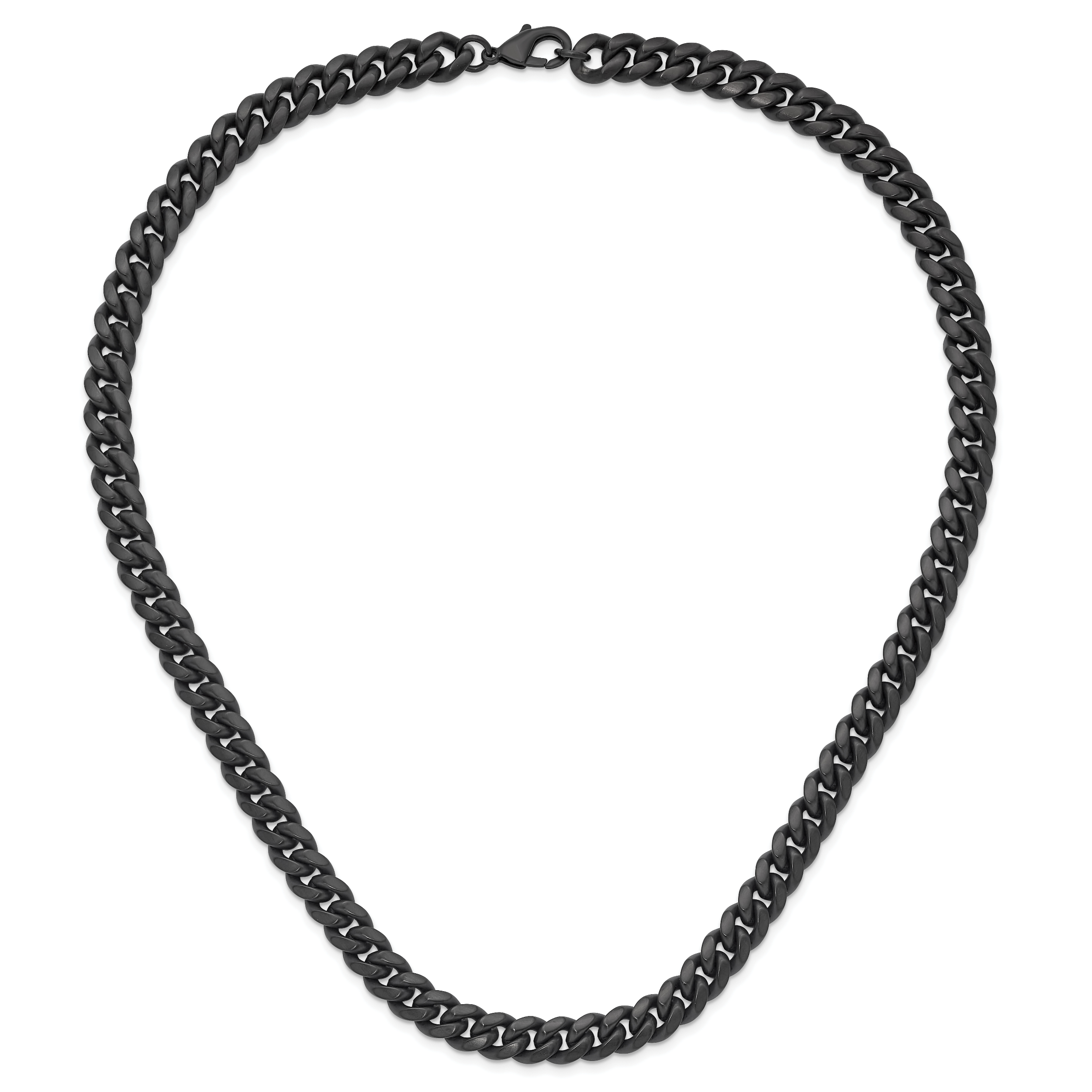 Black IP Brushed Curb Chain Necklace in Stainless Steel, 10mm