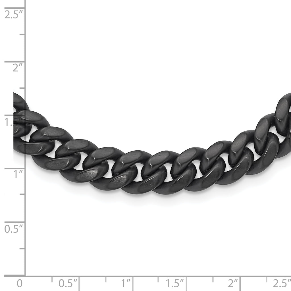 Black IP Brushed Curb Chain Necklace in Stainless Steel, 10mm
