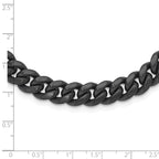 Black IP Brushed Curb Chain Necklace in Stainless Steel, 10mm