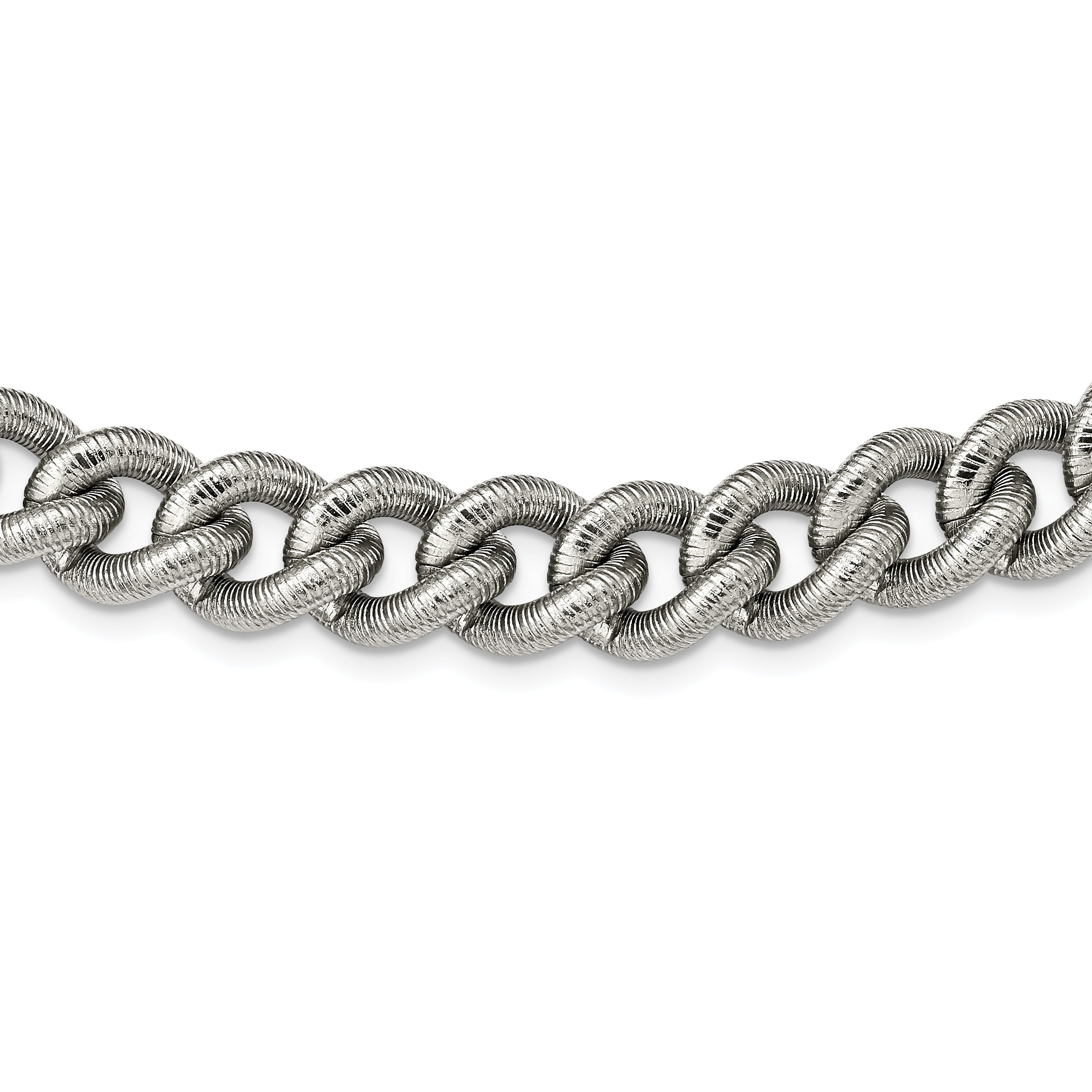 Chisel Stainless Steel Polished and Textured 14.5mm 23.75 inch Curb Chain Secondary image