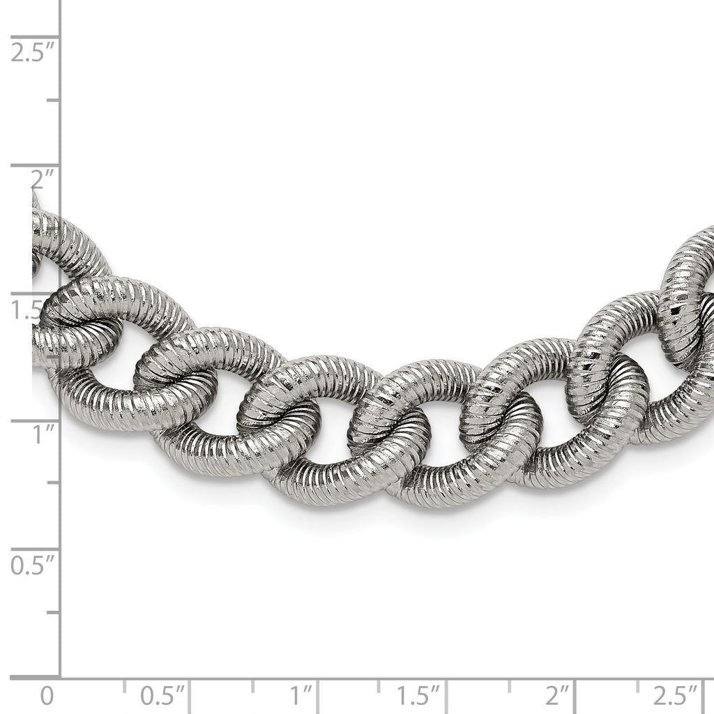 Chisel Stainless Steel Polished and Textured 14.5mm 23.75 inch Curb Chain